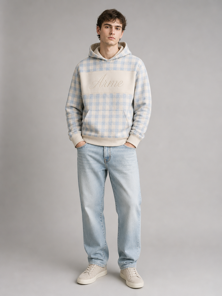 ARME gingham hoodie front view