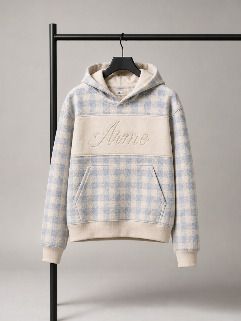 ARME gingham hoodie campaign image